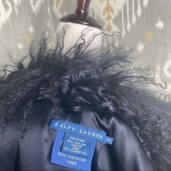 Ralph Lauren Long Black Curly Lamb Shearling Vest - Picture 2 of 16